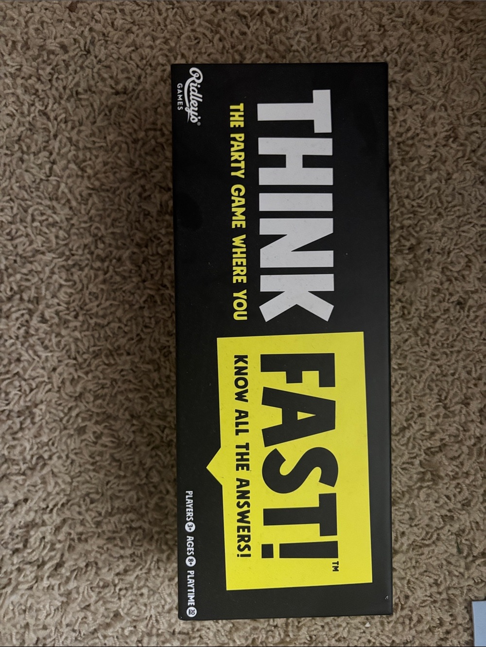 Think Fast! Party Game - Bold Yellow & Black Box